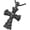 B-Metal Color: Black, variant on Mens Large Gothic Vintage Skulls Cross Pendant Necklace of Steel, Wheat Chain