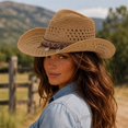 thumbnail image 2 of Sun Western Cowboy Hat With Layered Cutout Design – Lightweight Outdoor Summer Headwear for Casual Activities, 2 of 4