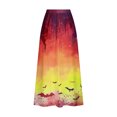 thumbnail image 5 of WXLWZYWL Womens Halloween Dress Plus Size Halloween Candy Corn Cones Women Printed Elastic Waistband Pleated Pocket Skirt with Mid Calf Skirt, 5 of 5