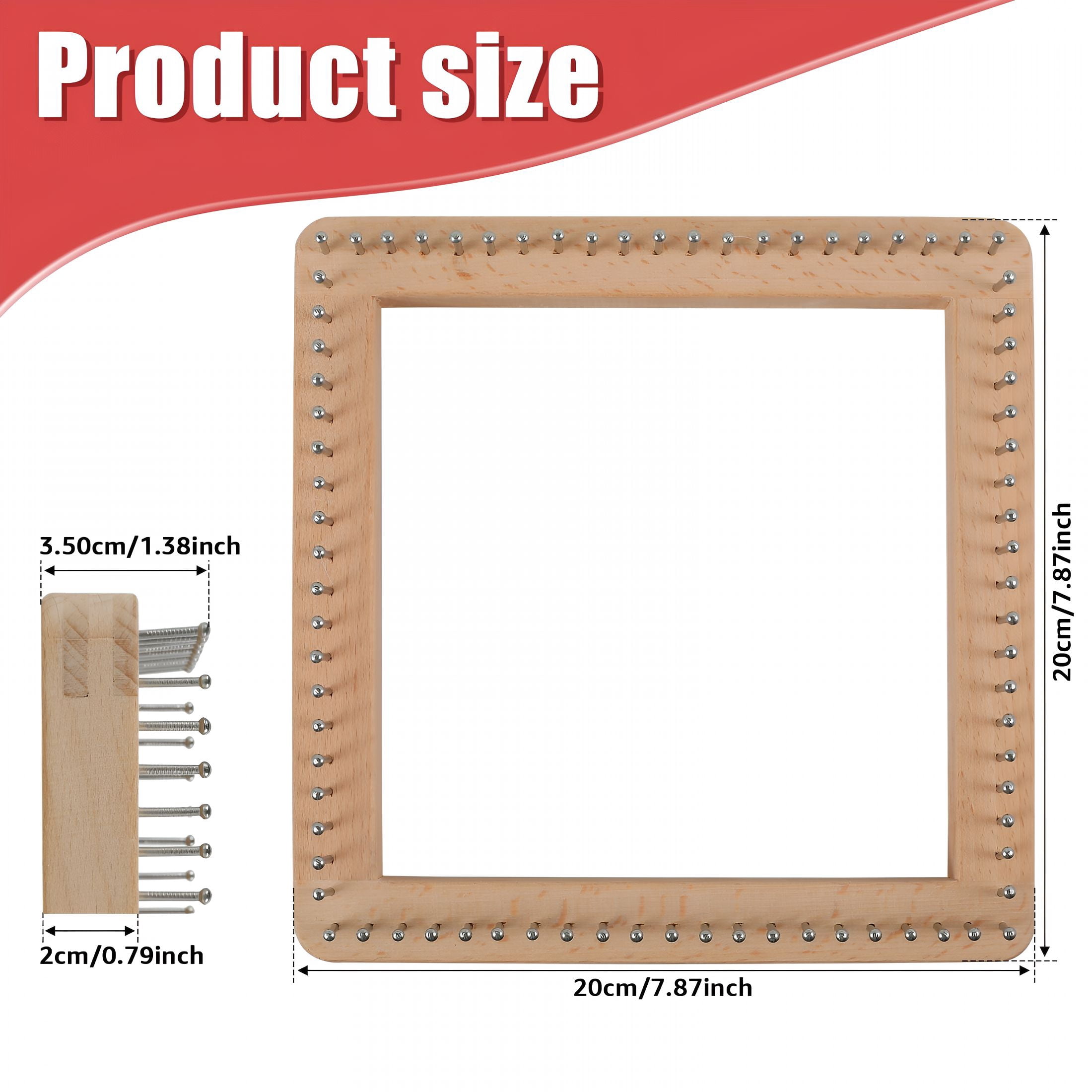BESTSKY 2026 New Square Knitting Loom Beech Wood Knitting Board Diy Handcraft Weaving Loom with Non Detachable Hooks Multifunctional Knitting Loom Tools for Making Cushions Scarves Hats Shawls