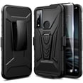 thumbnail image 5 of Nagebee Phone Case Compatible for TCL 20 XE / TCL 20XE with Tempered Glass Screen Protector (Full Coverage), Belt Clip Holster with Built-in Kickstand, Heavy Duty Shockproof Armor Rugged Case (Black), 5 of 5