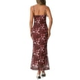 thumbnail image 3 of Vestido Maxi Floral Sin Mangas Bodycon de Cóctel para Mujeres M Burgundy, 3 of 6