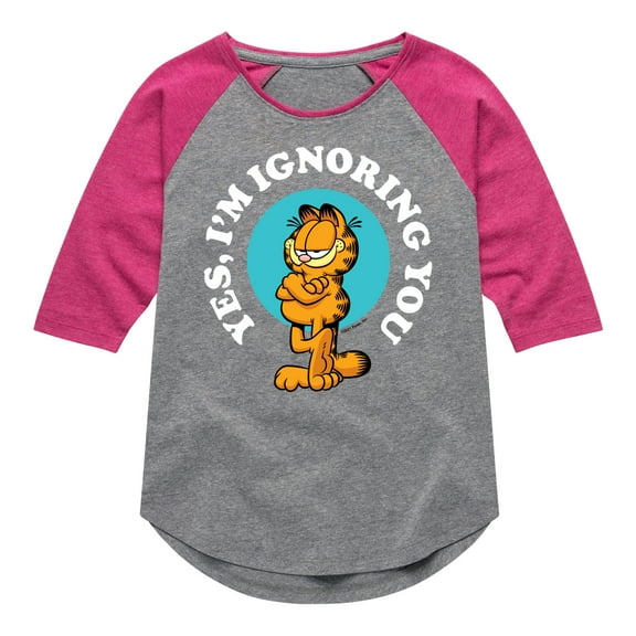 Garfield - Ignoring You - Toddler And Youth Girls Raglan Graphic T-Shirt