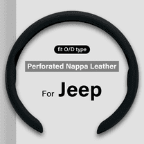 For Jeep Ultra-thin Nappa Leather Steering Wheel Cover, Clip on Breathable and Anti-Slip Design, Black Car Accessories Fit for 14.5”-15”