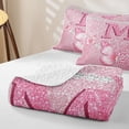 thumbnail image 4 of meiyoeat Pink Glitter Butterfly Monogrammed M Quilt King for Girls, Sparkle Floral Initial Letter King Coverlet Set, 3-Piece 1 Bedspread and 2 Pillowcases, 4 of 7