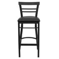 thumbnail image 3 of HERCULES Series Black Two-Slat Ladder Back Metal Restaurant Barstool - Black Vinyl Seat, 3 of 9