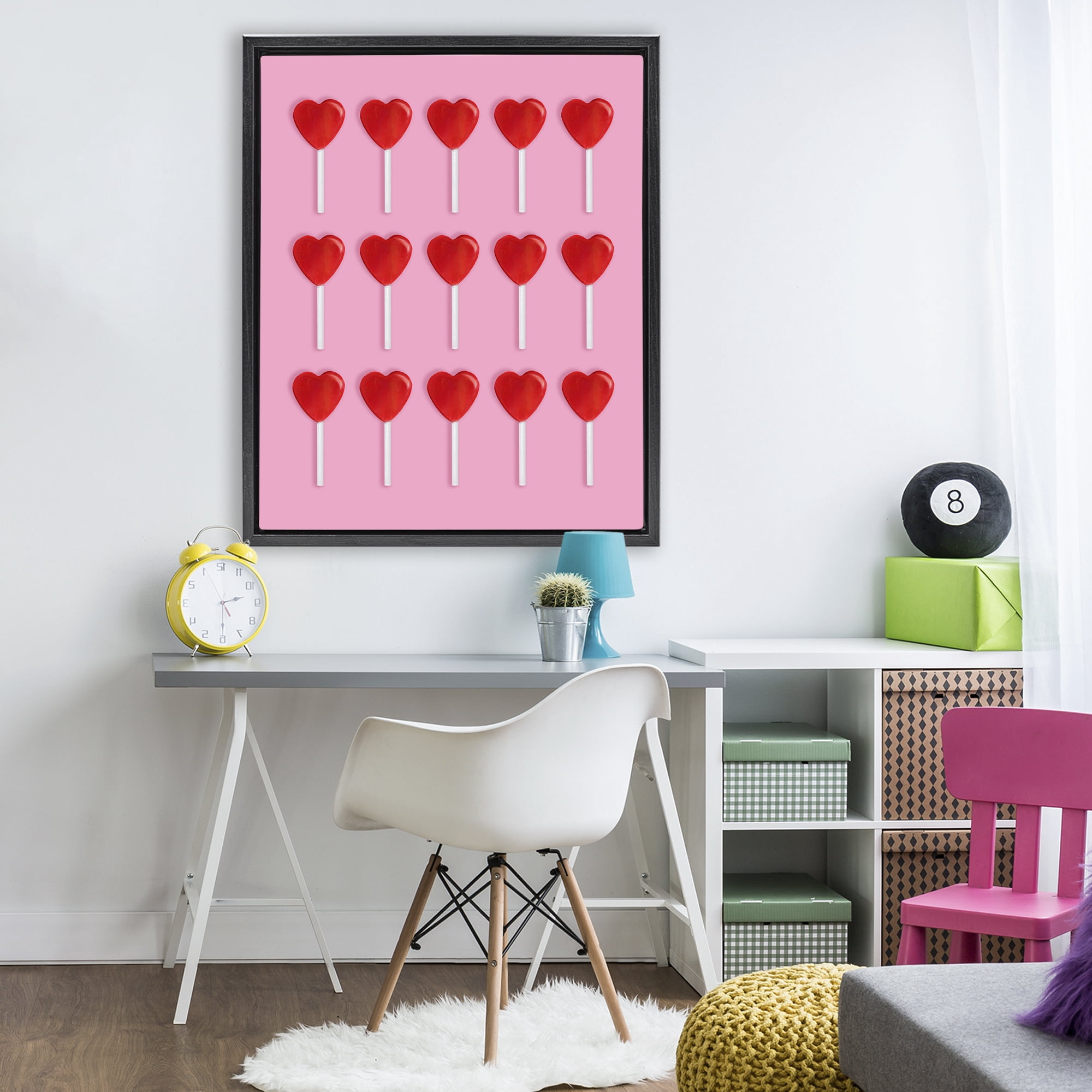 Stupell Industries Heart Lollipops Collection Black Framed Floater Canvas Wall Art, design by LISH Creative
