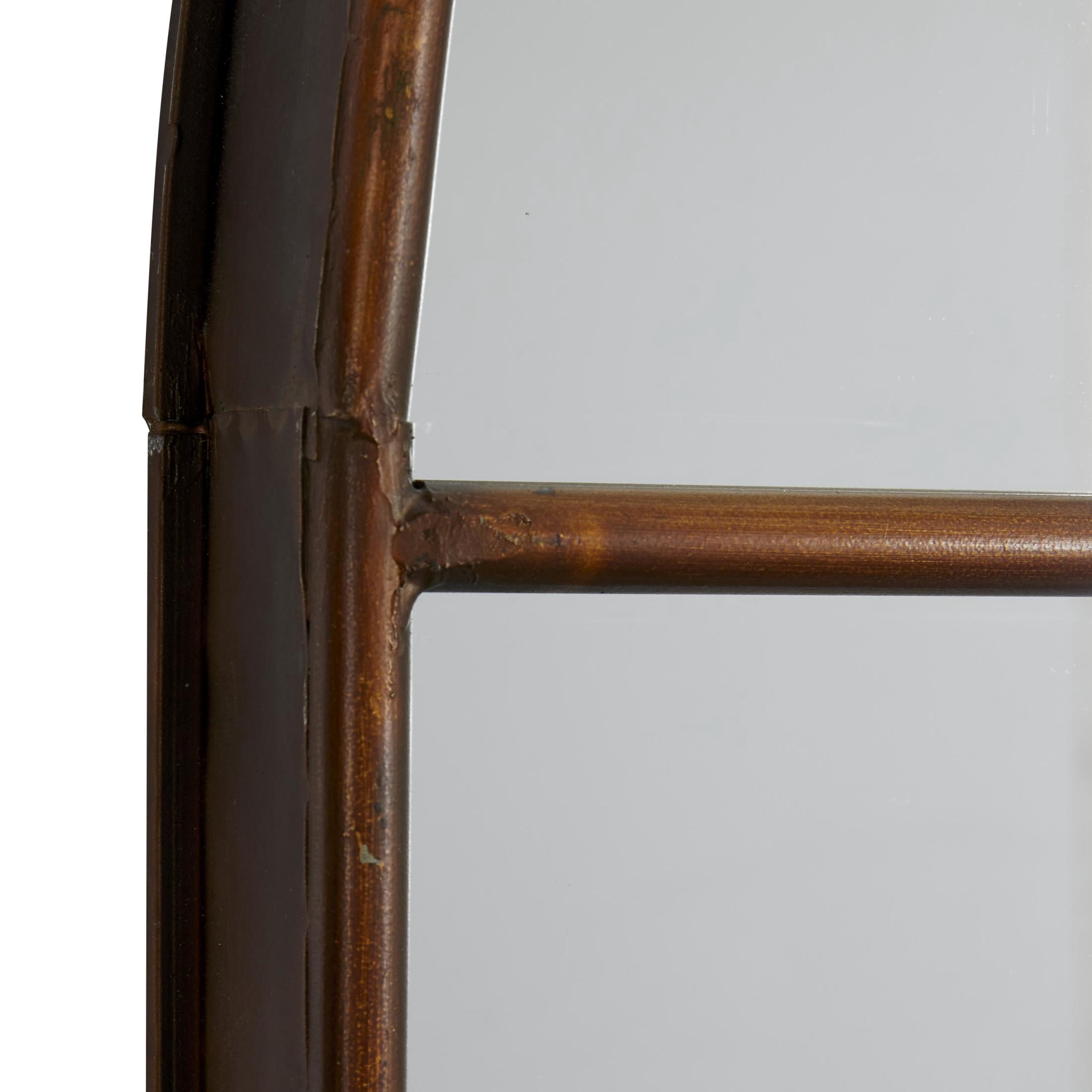 DecMode Traditional Windowpane Style Metal Wall Mirror with Polished Brown Finish, 34"W x 56"H