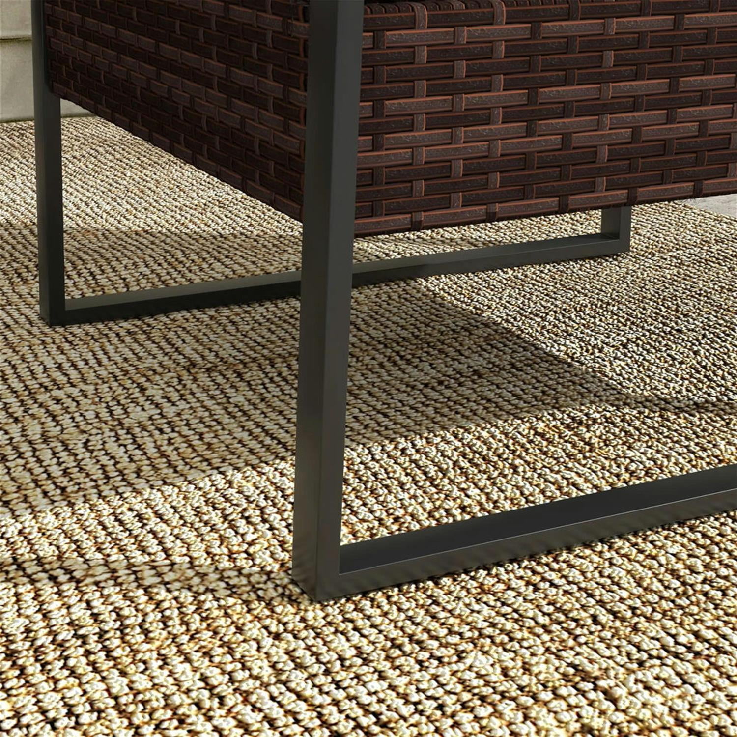 Demi Bonn 4-Piece Rattan Outdoor Patio Furniture Set with Loveseat Sofa, Chair, Wooden Coffee Table, and Cushions for Backyard and Deck, White