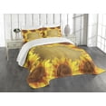 thumbnail image 3 of Ambesonne Sunflower Quilted Bedspread Set 3 Pcs, Flower Frame Circle, King Size, Brown Orange, 3 of 5