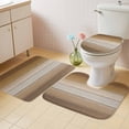 thumbnail image 2 of Brown Beige Bath Mat 3 Piece Bathroom Rug Set, Farmhouse Vintage Gradient Wooden Grain Non Slip Bath Rug Contour Mat and Toilet Lid Cover, Absorbent Shower Mats Soft Bath Rugs and Mats Sets, 2 of 8