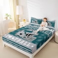 thumbnail image 4 of jejeloiu Green Football City Twin Sheet Sets,Rugby Ball Games Bedding For Boys Teens 3-Piece, 4 of 7
