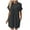 Dark Gray, variant on Womens Summer Casual Dresses Cotton Linen Solid Color V Neck Short Sleeve Retro Mini Dress Streetwear
