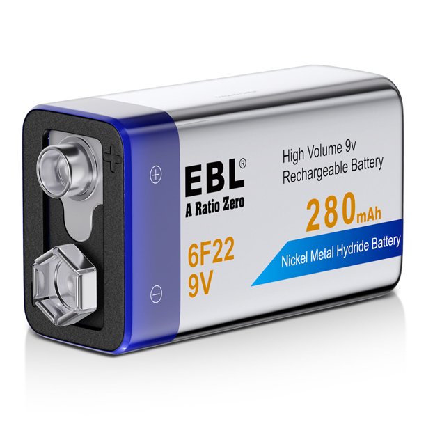 EBL 6F22 280mAh 9V Battery NiMH Rechargeable Batteries for Flashlight