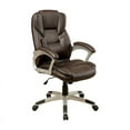 thumbnail image 1 of Furniture of America Chaise de Bureau Gris Simili Cuir Réglable en Marron, 1 of 5