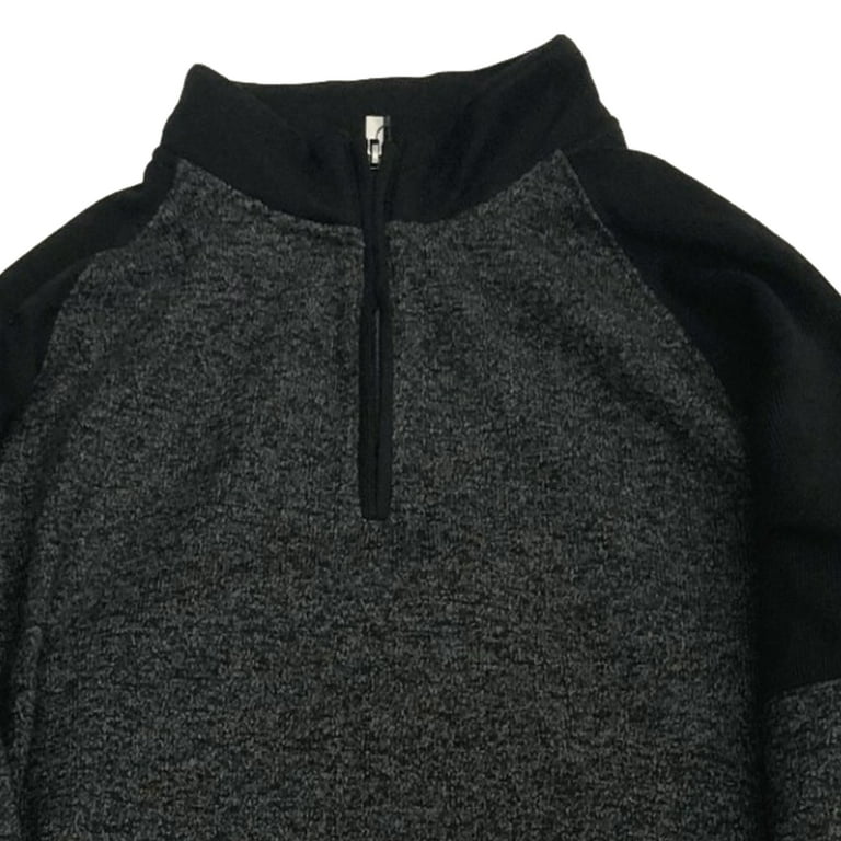 Van Heusen Mens Dark Iron Black Quarter Zip Mock Neck Sweatshirt