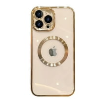 TECH CIRCLE Magnetic Clear Case for iPhone 13 Pro Max with Camera Lens Protector Plating Luxury Case Compatible with MagSafe Soft TPU Shockproof Protective Women Girl Men Case, Gold