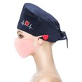 thumbnail image 4 of Visland Women Men Unisex Surgical Scrub Cap ECG Embroidery Heart Doctor Nurse Hospital Bouffant Hat Adjustable Head Cover with Buttons, 4 of 7
