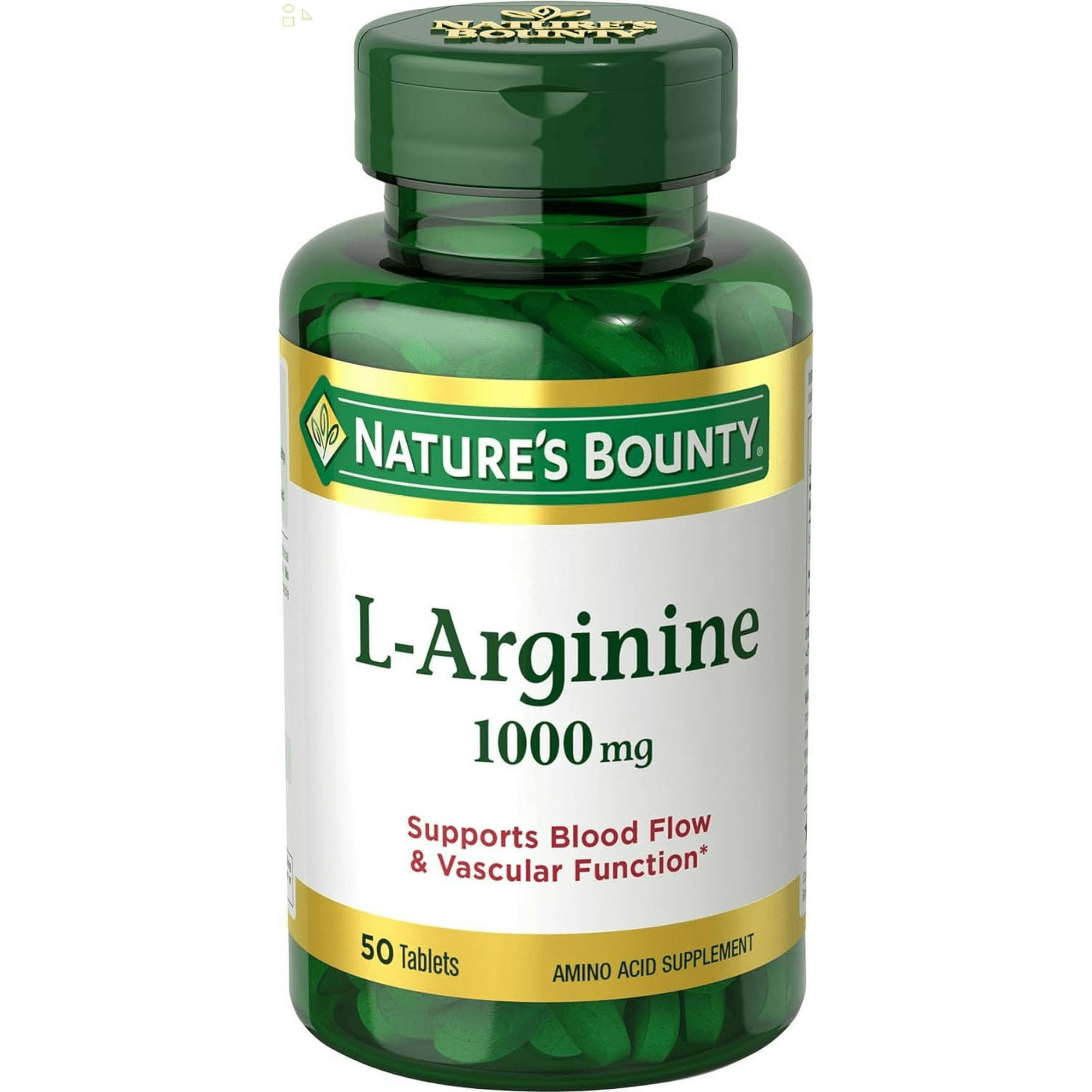 L-Arginine By Nature's Bounty, Blood Flow and Vascular Function Health, 1000 Mg, 50 Tablets