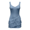thumbnail image 4 of Ovbmpzd Mini Womens Summer Dresses A-Line Western Solid Blue Dresses Casual Sleeveless V-Neck Dresses Womens Dresses,S, 4 of 6