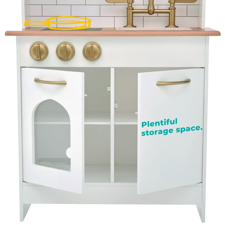 Teamson Kids Little Chef Boston Wooden Play Kitchen White Gold