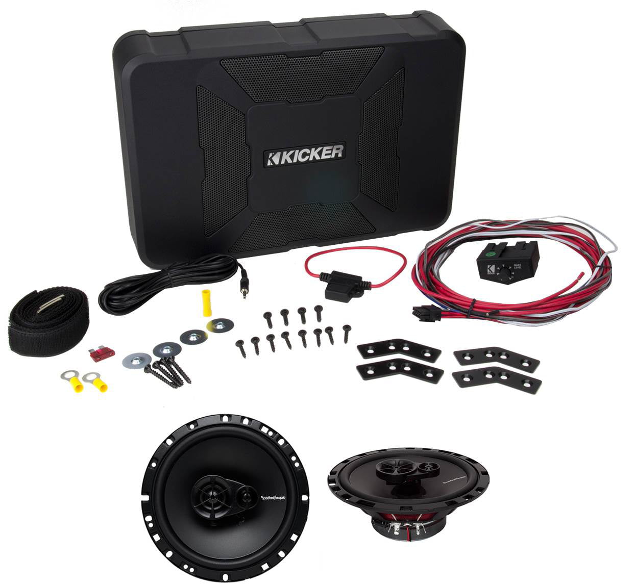 KICKER 11HS8 8" 150W Hideaway Car Audio Powered Subwoofer Sub HS8+6.5" Speakers 