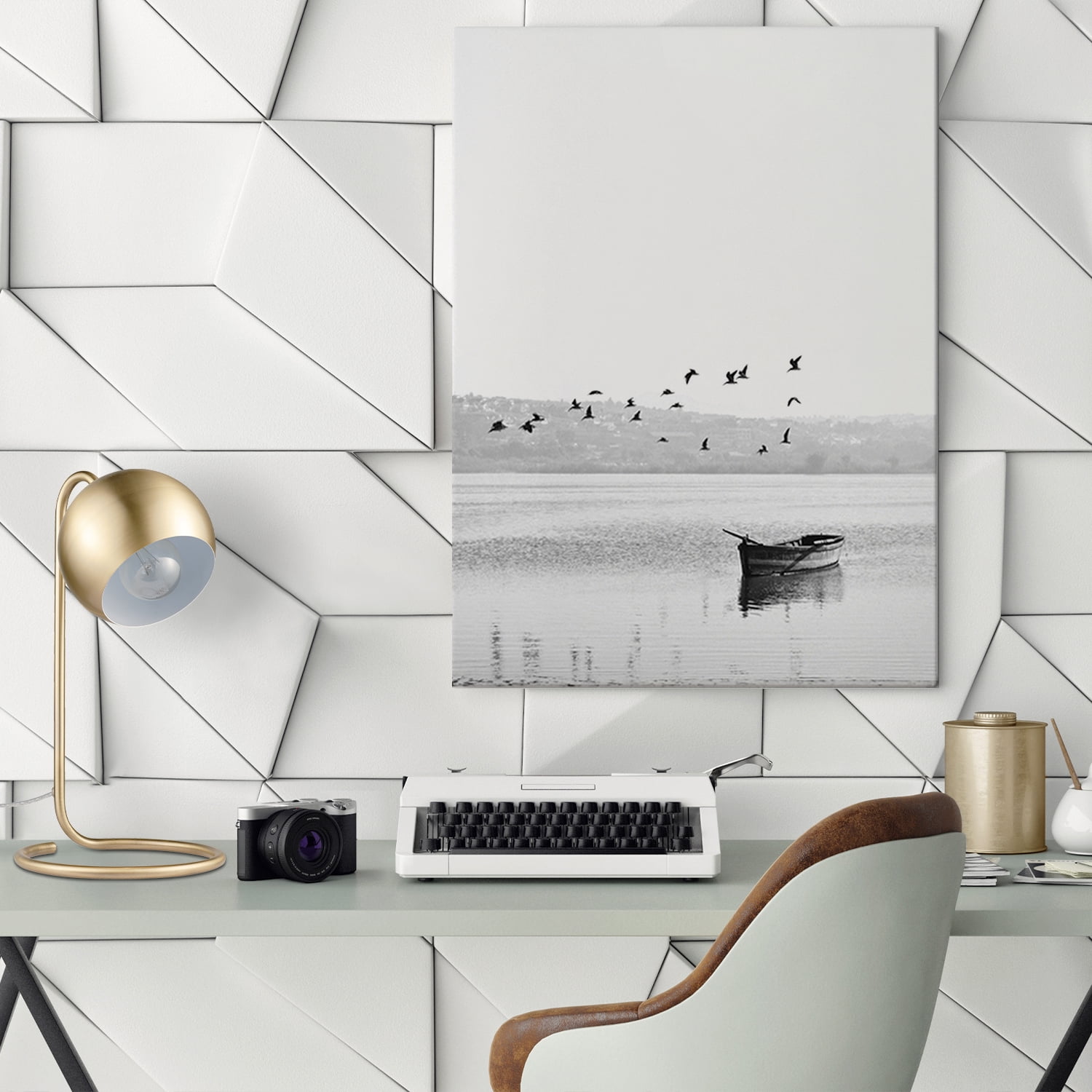 Novogratz x Globe Richmond 15" Matte Brass Desk Lamp with White Inner Shade, 52885