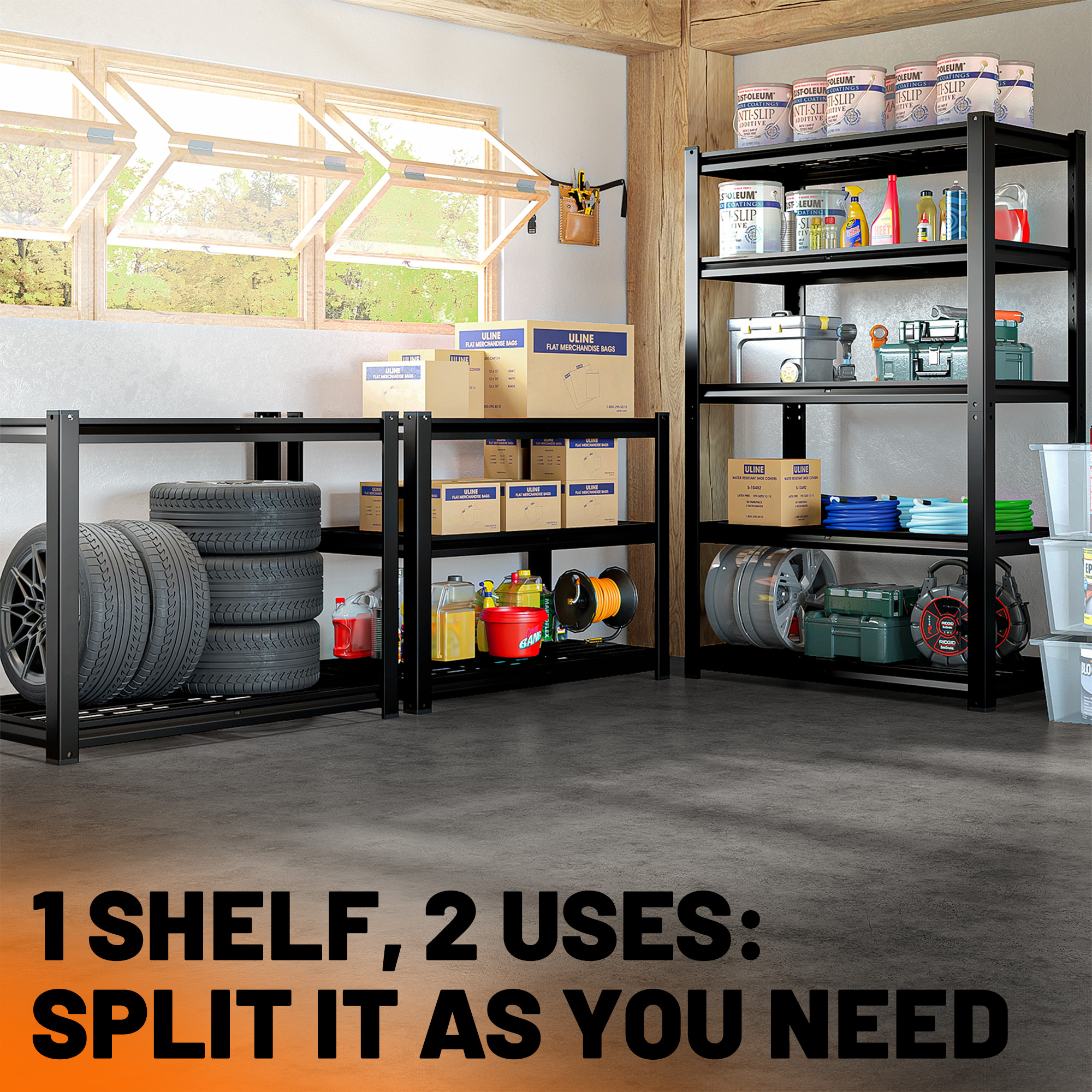 HOKEEPER 5-Tier Heavy-Duty Metal Storage Shelves, 3100 lbs photo 6