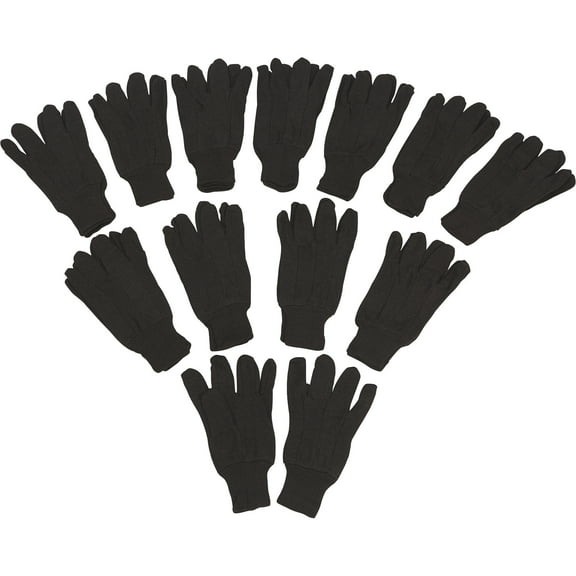 Ironton Men's Jersey Work Gloves, 12 Pairs, Black, Large