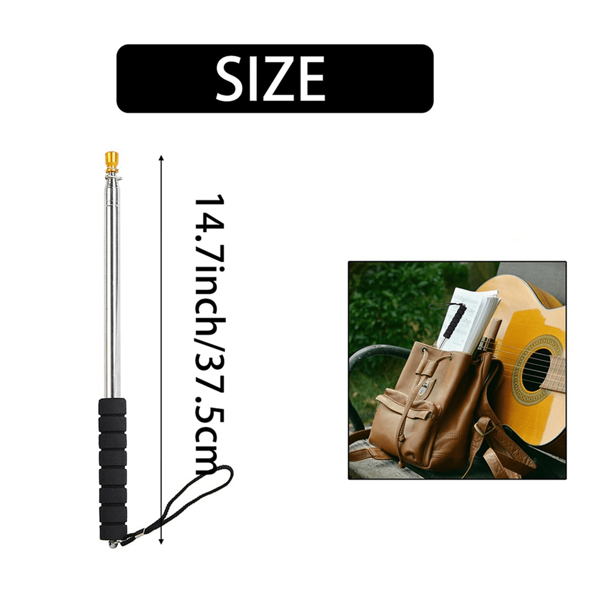 2pcs 9.8Ft Telescopic Flag Pole,Stainless Steel Handheld Portable Extendable Retractable Flagpole with Anti-Slip Grip