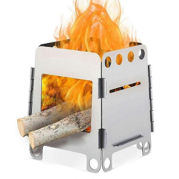 Portable Camping Stove Stainless Steel Folding Wood Stove Pocket Stove Outdoor Camping Cooking Picn