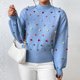thumbnail image 4 of Jersey de gran tamaño de color liso para mujer suéter de punto elástico ligero atuendo diario, 4 of 9