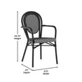 thumbnail image 5 of Merrick Lane Stacking Thonet French Bistro Style Chair with Arms, Black & White PE Rattan Seat, and Black Metal Frame for Indoor/Outdoor Use, 5 of 13