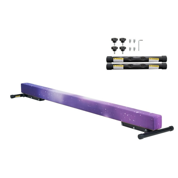 KFFKFF Adjustable Balance Beam for Kids, 8FT Gymnastics Beam with 5 Height Settings, Suitable for All Skill Levels, Versatile Gymnastics Equipment for Home or Training Centers, Galaxy Design