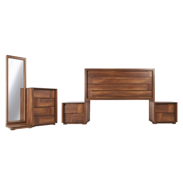 Recamara King Size Vicky 5 Piezas Nogal - Kessa Muebles