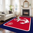 thumbnail image 3 of Anchor Washable Living Room Rugs 5'x7', Compass Nautical Navy Blue Red Low Pile Throw Large Area Rugs Non-Slip Sturdy Edge Binding Carpet for Dining Room Bedside Kitchen, 3 of 9