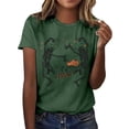 thumbnail image 3 of IDOCLOTHES Halloween T Shirts for Women Funny Dancing Skeleton Printed Tis The Season To Be Spooky Tshirts Dressy Casual Short Sleeve Going Out Tops Fashion Clothing Green, S, 3 of 5
