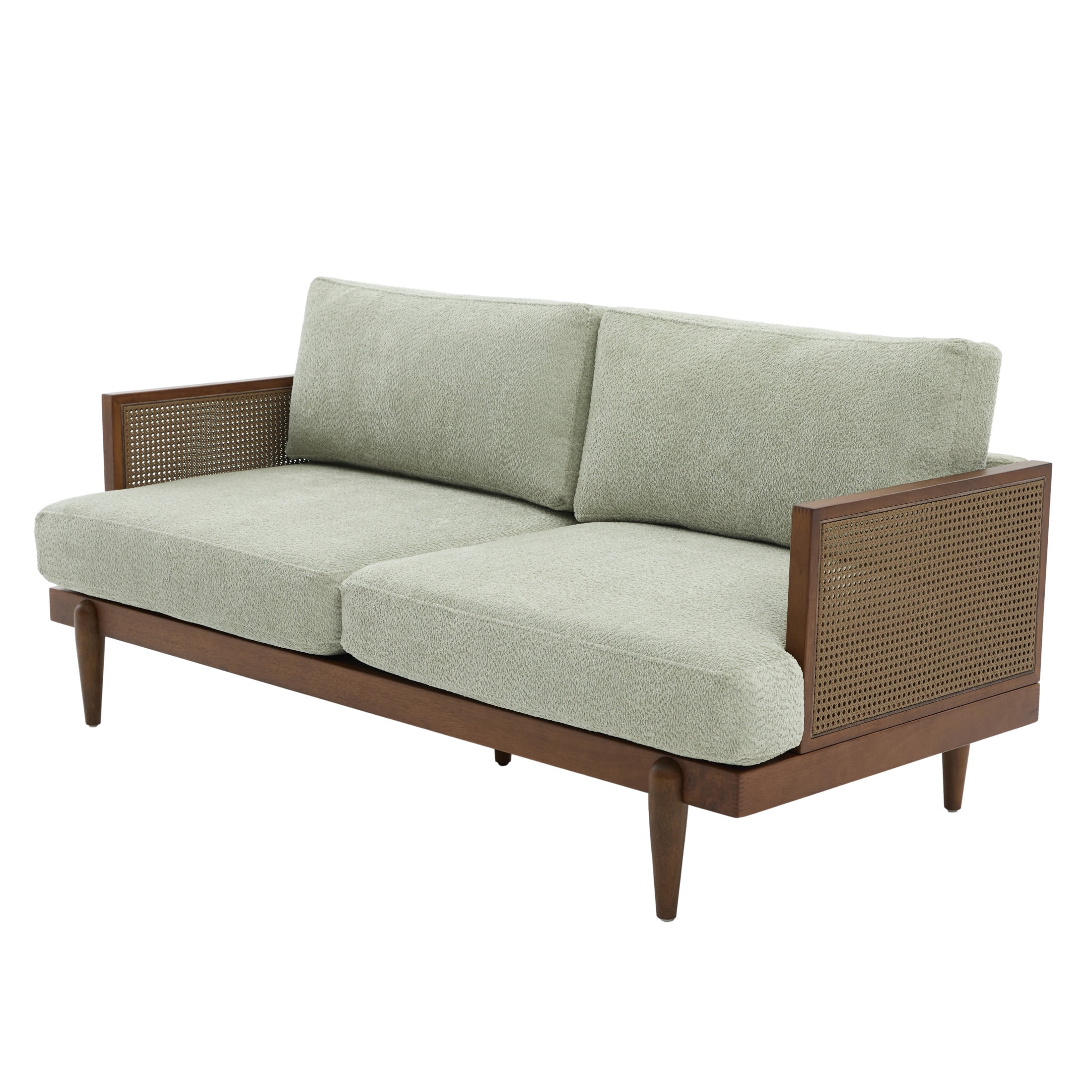 Christopher Knight Home Vintage 72“ Rattan 3-Seat Sofa with Solid Wood Frame, High-Rebound Cushions, Light Green