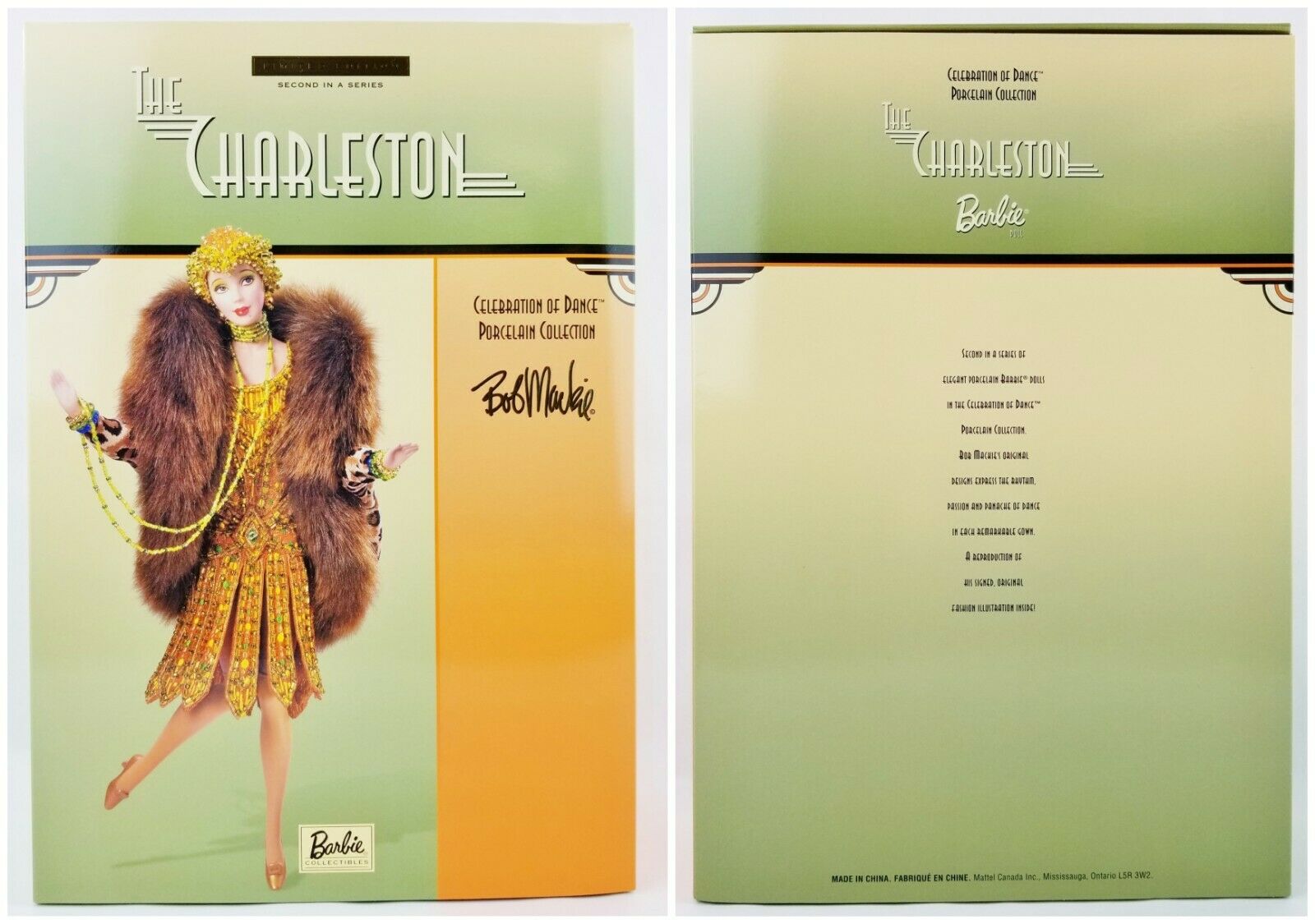 Barbie The Charleston Porcelain Doll Bob Mackie 2nd in Series Celebration  of Dance Limited Edition w Shipper (2000)