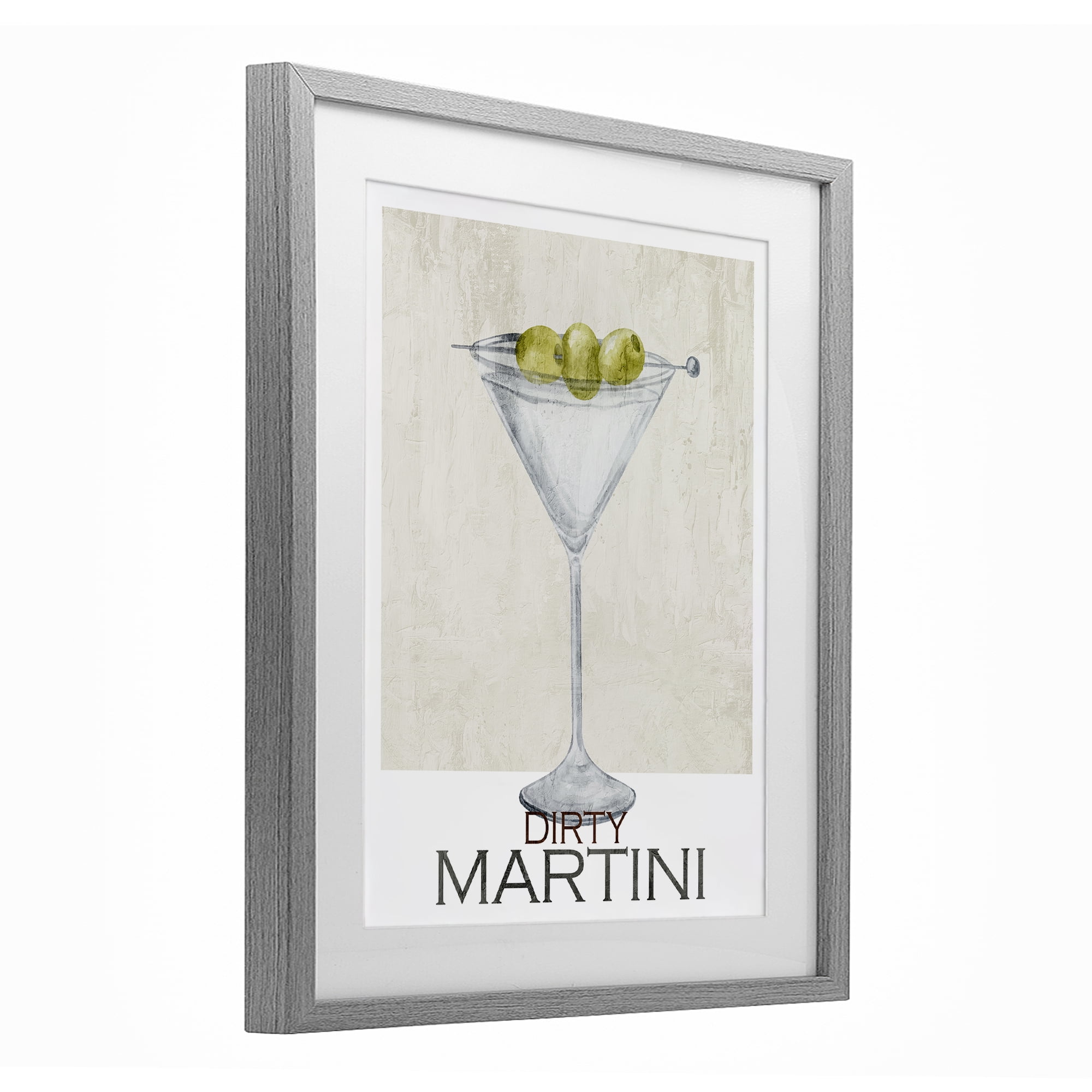 Stupell Industries Dirty Martini Olives Gray Framed Print Under Glass, design by Kim Allen