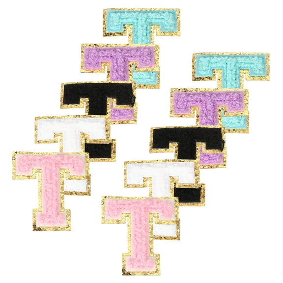 Uxcell Chenille Letter Patches, 10 Pcs Iron on Letter Patch, Letter T