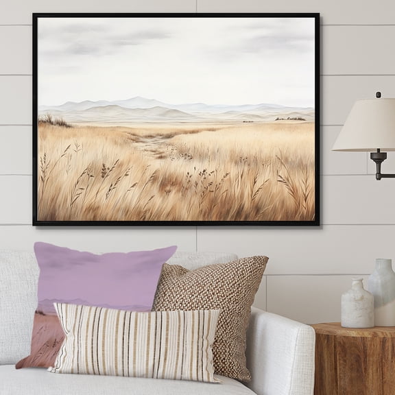 Designart "Meadow Peacefulness In The Prairie I" Prairies Floater Framed Wall Decor