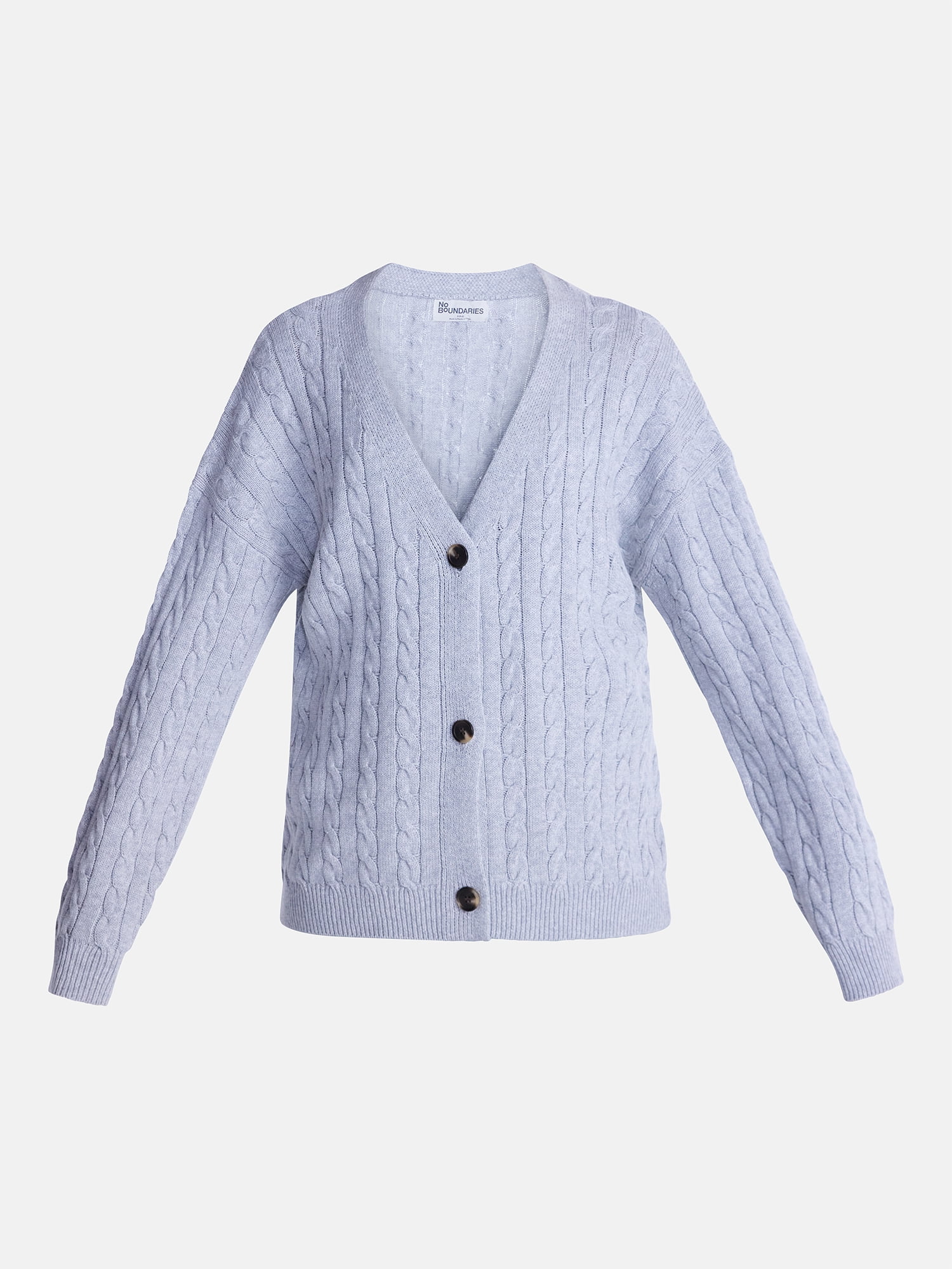 No Boundaries Cable Knit Grandpa Cardigan, Women's and Women's Plus XXS-4X