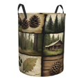 thumbnail image 2 of Round Clothes Hamper with Bear, Pine Trees, Laundry Room, Home Decor - Farmhouse Organization Bin, Natureinspired Pattern, Reinforced Handles, Nature Enthusiasts, Laundry Baskets, 2 of 7