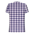 thumbnail image 6 of Women's T-Shirts Summer Plaid V Neck Button Short Sleeve Tops Casual Loose Tunic Comfortable Tee Blouses (L, Purple), 6 of 7