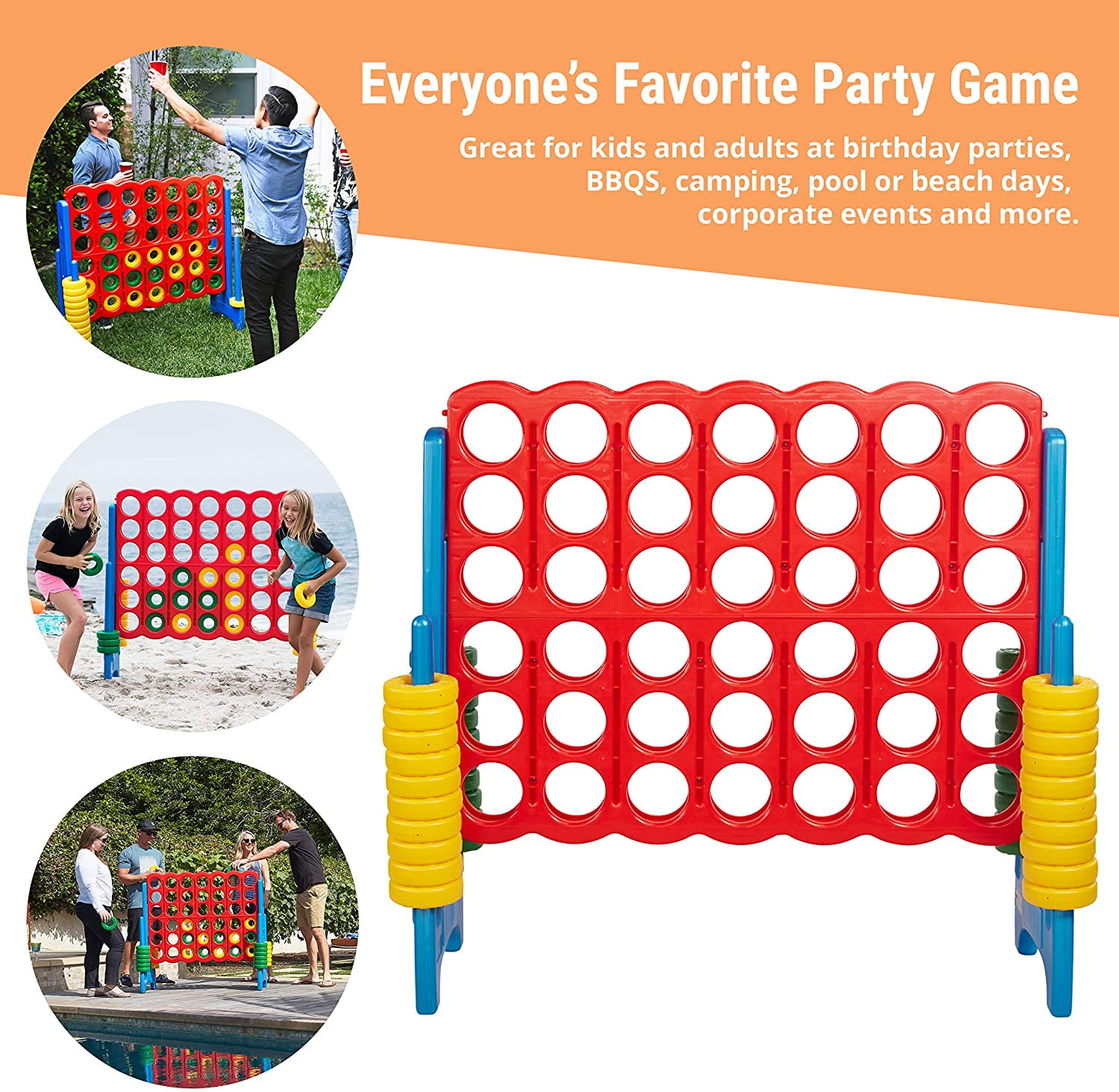 Giant Sized Fun for Kids and Adults 4 Feet Tall Jumbo 4-To-Score Game Set 