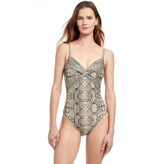 Gottex Women's Standard Python V-Neck One Piece, Safari, 38