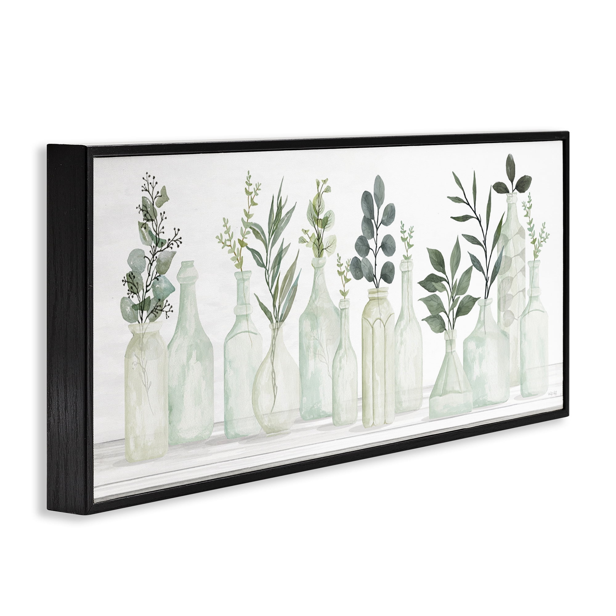 Stupell Industries Country Herb Jars Botanical & Floral Painting Black Framed Art Print Wall Art, 24 x 10
