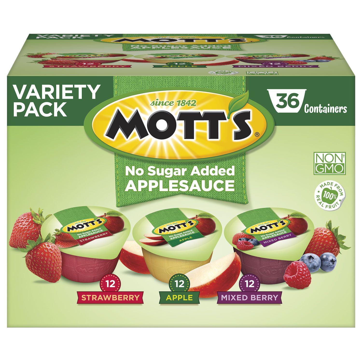 Mott's Unsweetened Applesauce, 3.9 oz cups, 18 count - Walmart.com