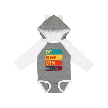

Inktastic Fitness Eat Sleep Gym Repeat Gift Baby Boy or Baby Girl Long Sleeve Bodysuit